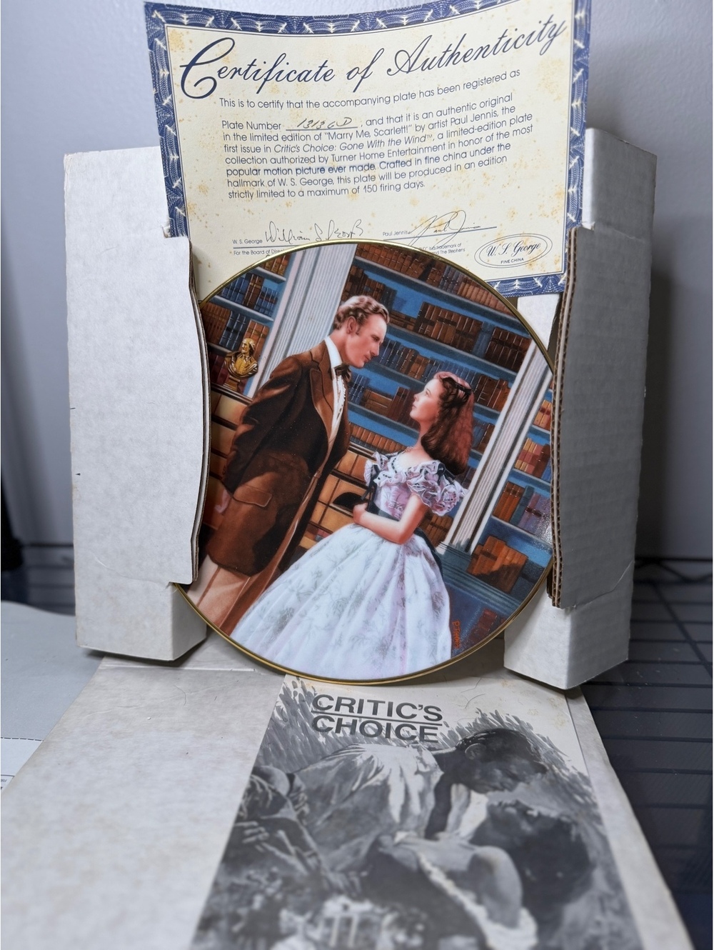 W.S. George Collector's Plate 'Gone With the Wind' A Declaration of Love 1991